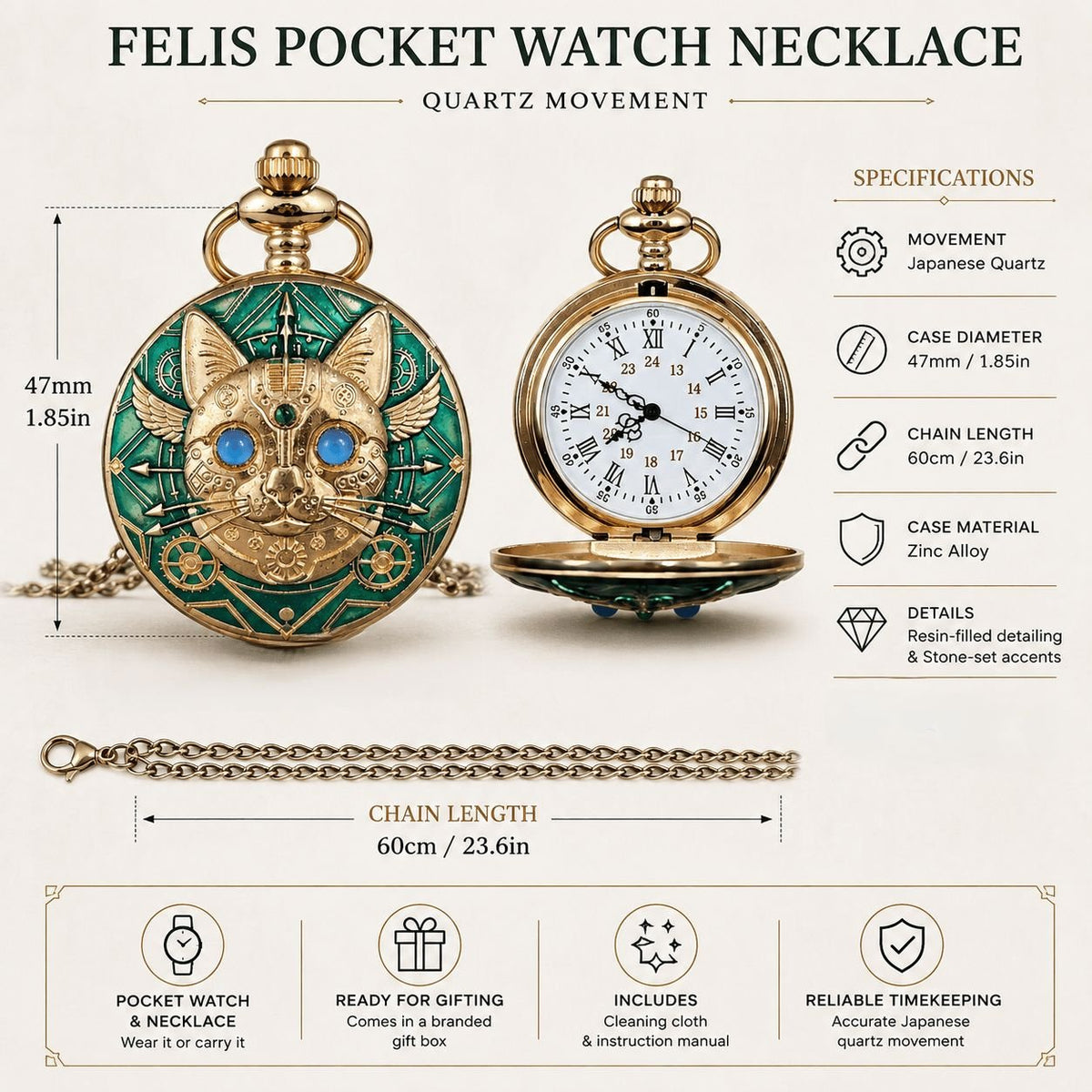 Felis — Steampunk Cat Pocket Watch - Atelier Valence